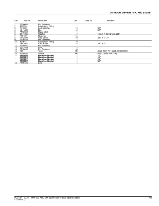 John Deere 800, PRO900, PRO911 Backhoes Attachments (SN 010001 – 025000) Parts Catalog Manual - PC2427 - Image 2