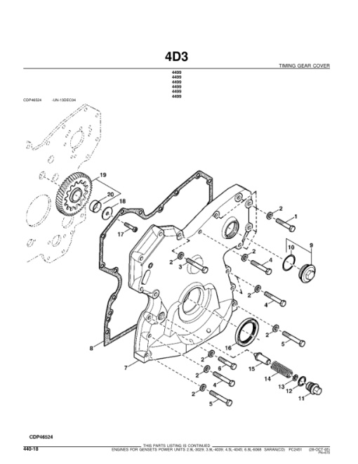 John Deere Engines for Gensets Power Units Engines Parts Catalog Manual - PC2451 - Image 3