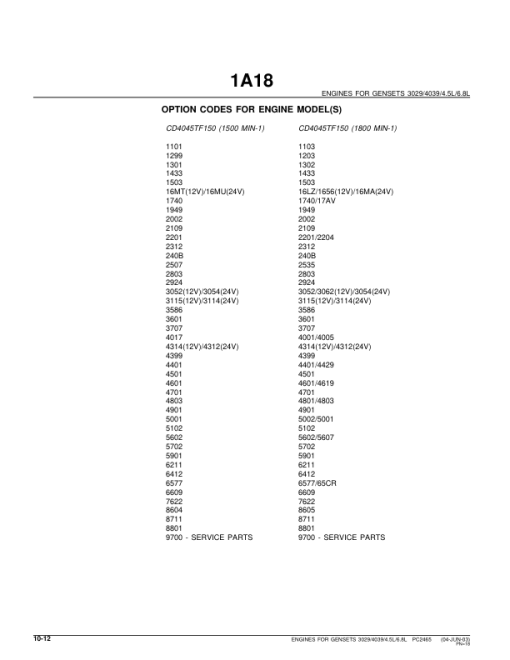 John Deere 3029, 4039, 4.5L, 6.8L Engines Parts Catalog Manual - PC2465 - Image 2