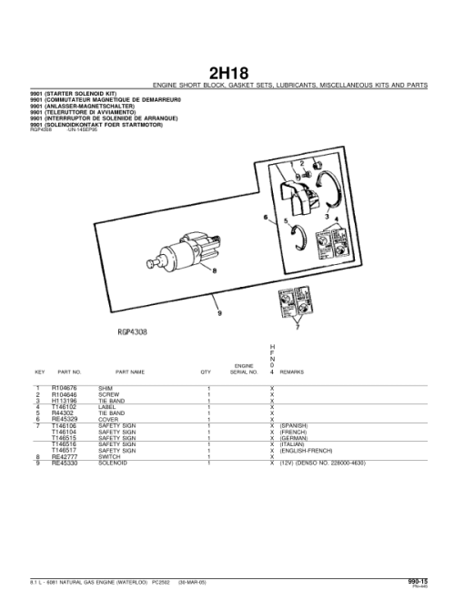 John Deere 8.1L, 6081 Engines Parts Catalog Manual - PC2502 - Image 4