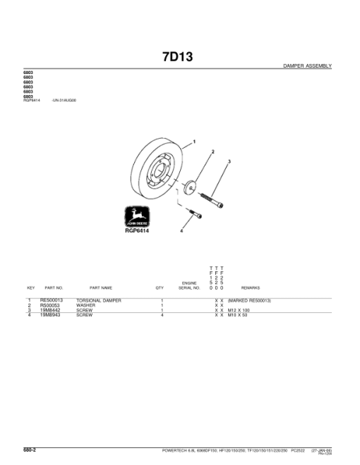 John Deere 6.8L Engines (see description for applicable model) Parts Catalog Manual - PC2522 - Image 3