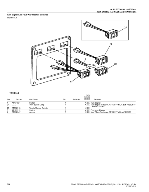 John Deere 770C, 770CH, 772CH Motor Graders (SN - 582129) Parts Catalog Manual - PC2549 - Image 2