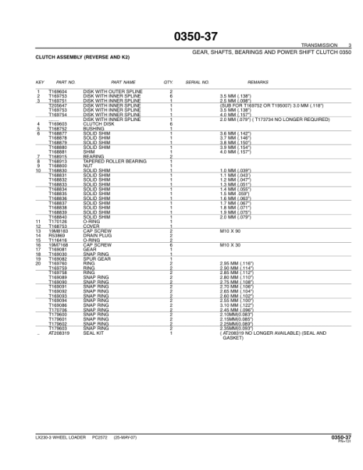 John Deere LX230-3 Loaders Parts Catalog Manual - PC2572 - Image 4