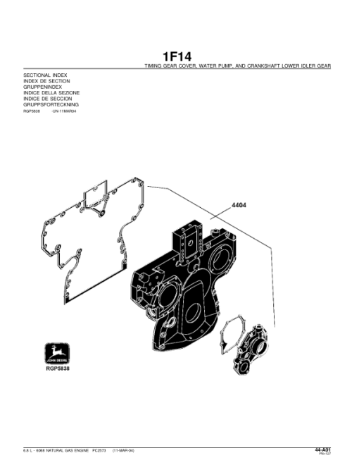 John Deere 6.8L Natural Gas Engines Parts Catalog Manual - PC2573 - Image 4