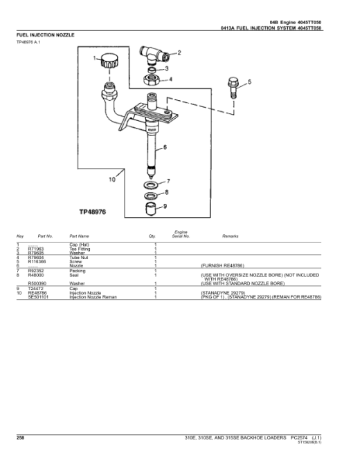 John Deere 310E, 310SE, 315SE Backhoes Parts Catalog Manual - PC2574 - Image 2