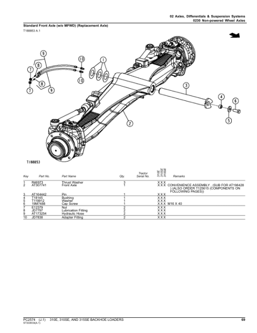 John Deere 310E, 310SE, 315SE Backhoes Parts Catalog Manual - PC2574 - Image 3