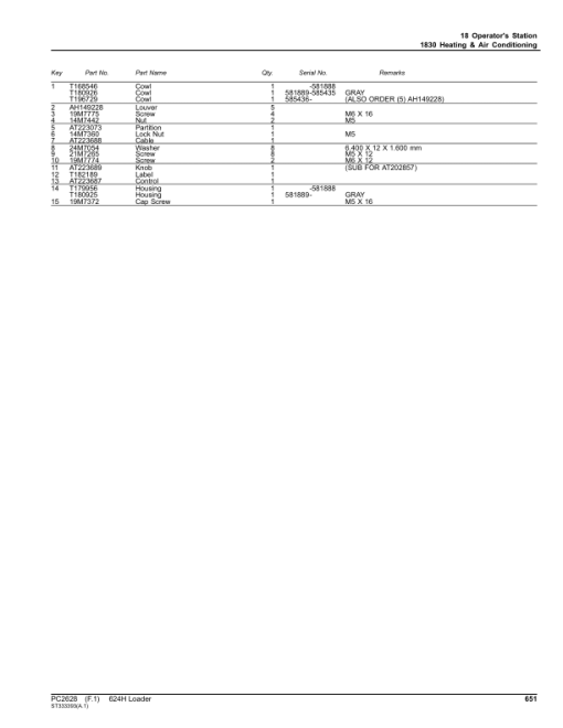 John Deere 624H, TC62H, 624H LL Loaders Parts Catalog Manual - PC2628 - Image 3