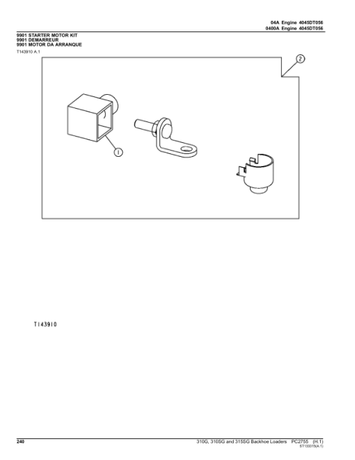 John Deere 310G, 310SG, 315SG Backhoe Loaders Parts Catalog Manual - PC2755 - Image 3