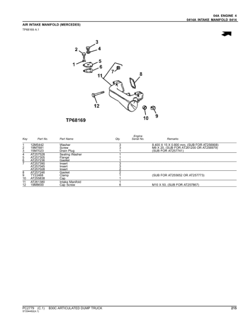 John Deere B30C Articulated Dump Trucks Parts Catalog Manual - PC2779 - Image 2