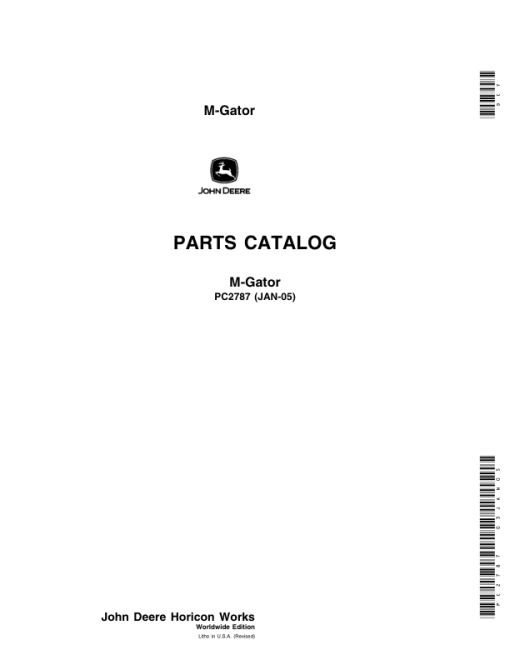 John Deere 6X4 Utility Vehicle (Yr 1999 - 2005) Parts Catalog Manual - PC2787