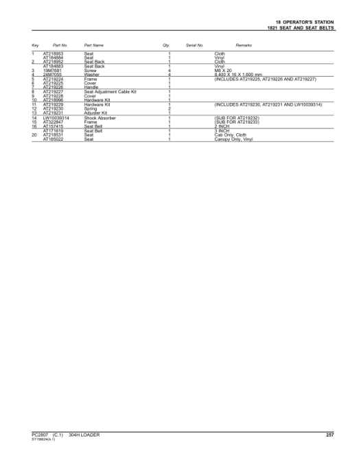 John Deere 304H Loaders Parts Catalog Manual - PC2807 - Image 2