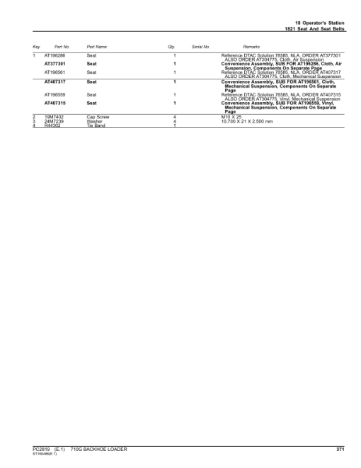 John Deere 710G Backhoe Loaders Parts Catalog Manual - PC2819 - Image 4