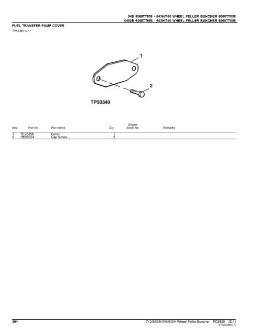 John Deere 643H, 843H, 740, 840 Wheeled Feller Bunchers Parts Catalog Manual - PC2828 - Image 4