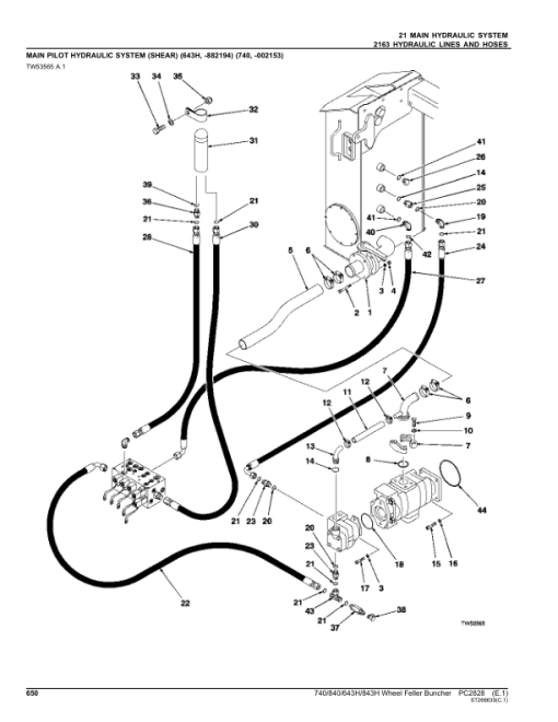 John Deere 643H, 843H, 740, 840 Wheeled Feller Bunchers Parts Catalog Manual - PC2828 - Image 3