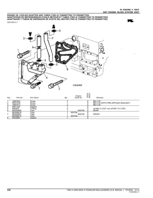 John Deere 750CII, 850CII Crawler Dozers (SNS.N. 883332- ) Parts Catalog Manual - PC2832 - Image 3