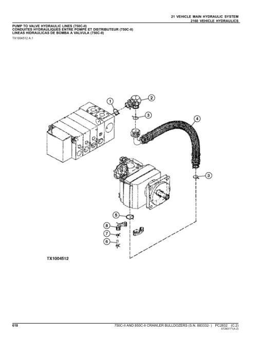 John Deere 750CII, 850CII Crawler Dozers (SNS.N. 883332- ) Parts Catalog Manual - PC2832 - Image 4