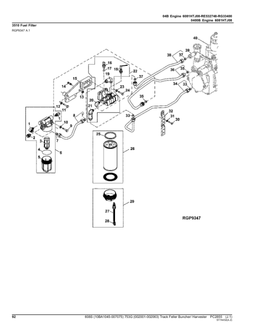 John Deere 608S, 753G Tracked Feller Bunchers (SN 10BA1045–007075 & 002001–002063) Parts Catalog Manual - PC2855 - Image 4