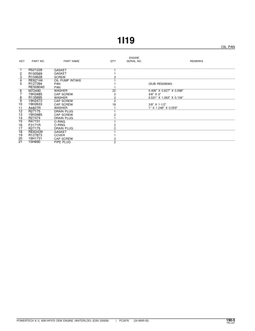 John Deere 8.1L, 6081HF070 Engines (SN after 200000 –) Parts Catalog Manual - PC2876 - Image 3