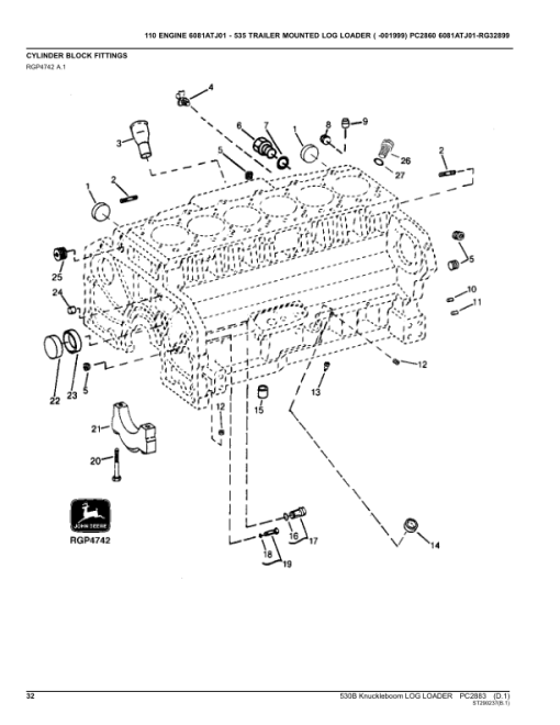 John Deere 530B Knuckleboom Loader (SN -001999) Parts Catalog Manual - PC2883 - Image 4