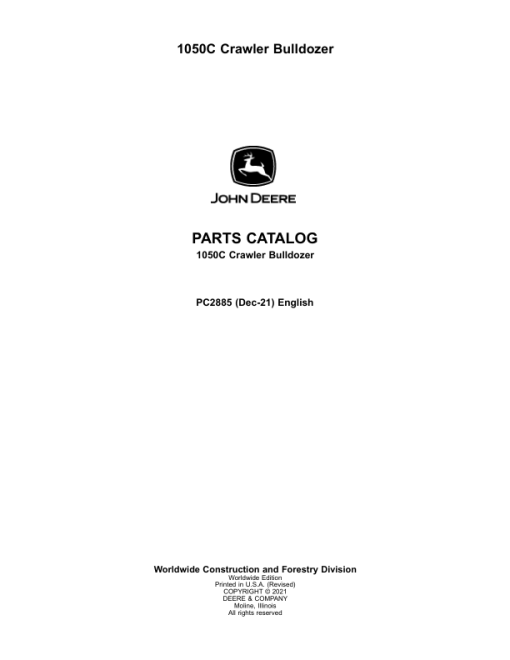 John Deere 1050C Crawler Dozers Parts Catalog Manual - PC2885