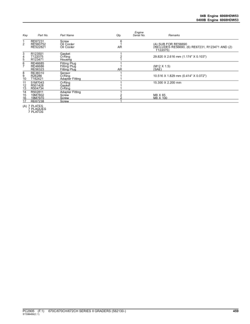 John Deere 670CII, 670CHII, 672CHII Motor Graders (SN 582130-) Parts Catalog Manual - PC2905 - Image 4