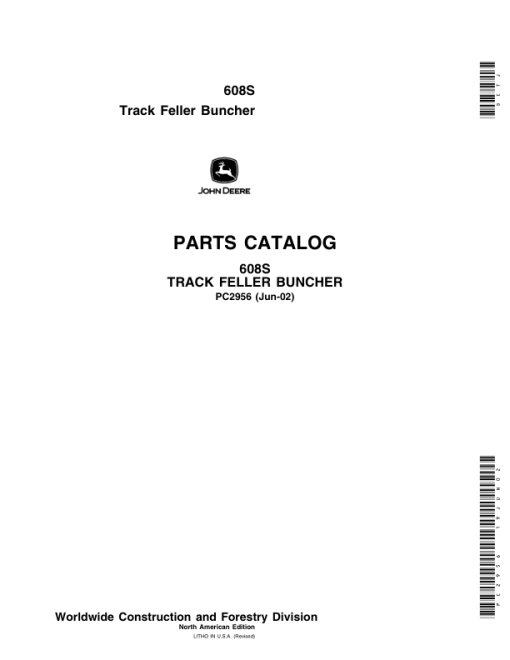 John Deere 608S Tracked Feller Bunchers Parts Catalog Manual - PC2956