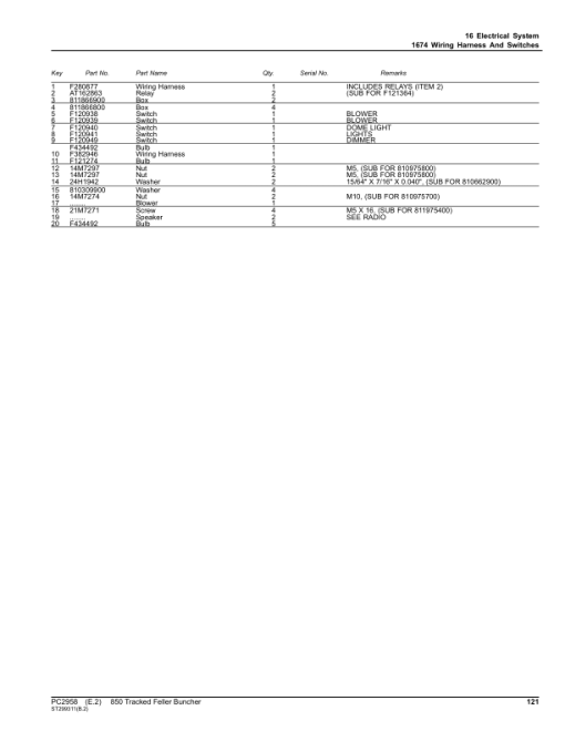 John Deere 850 Tracked Feller Bunchers (SN 10BA1272 - 1299 & 008001 - 008018) Parts Catalog Manual - PC2958 - Image 3