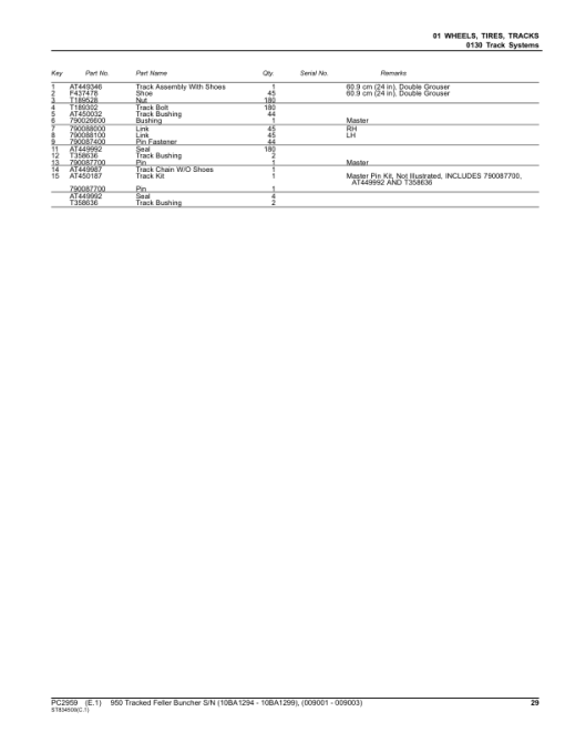 John Deere 950 Tracked Feller Bunchers (SN 10BA1294 - 1299 & 009001 - 009003) Parts Catalog Manual - PC2959 - Image 3