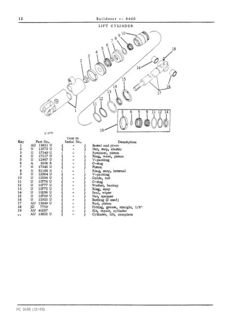 John Deere 6400 Attachments (JD 6400 Bulldozer and JD450 Crawler Tractor (YR 1965- ) Parts Catalog Manual - PC3055 - Image 3