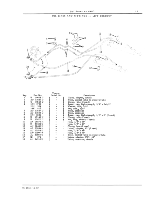 John Deere 6400 Attachments (JD 6400 Bulldozer and JD450 Crawler Tractor (YR 1965- ) Parts Catalog Manual - PC3055 - Image 4