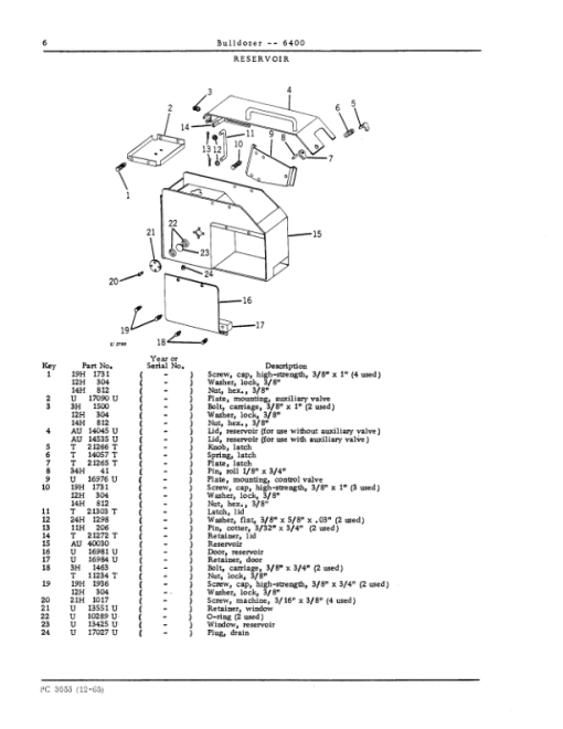 John Deere 6400 Attachments (JD 6400 Bulldozer and JD450 Crawler Tractor (YR 1965- ) Parts Catalog Manual - PC3055 - Image 2