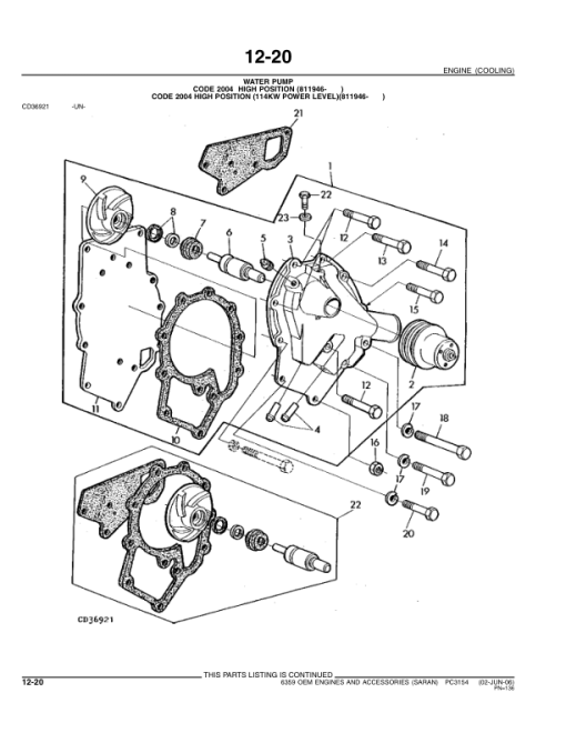 John Deere 6359 Engines Parts Catalog Manual - PC3154 - Image 4