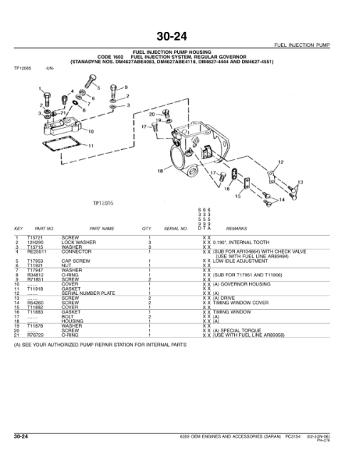 John Deere 6359 Engines Parts Catalog Manual - PC3154 - Image 3