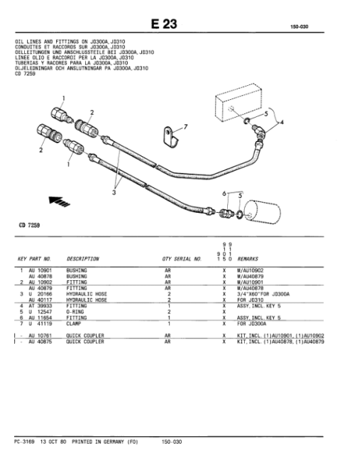 John Deere 9105A, 9110A, 91, 9105, 9110 Backhoe Attachments Parts Catalog Manual - PC3169 - Image 2