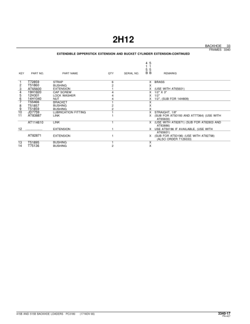 John Deere 415B, 515B Backhoes Parts Catalog Manual - PC3180 - Image 2