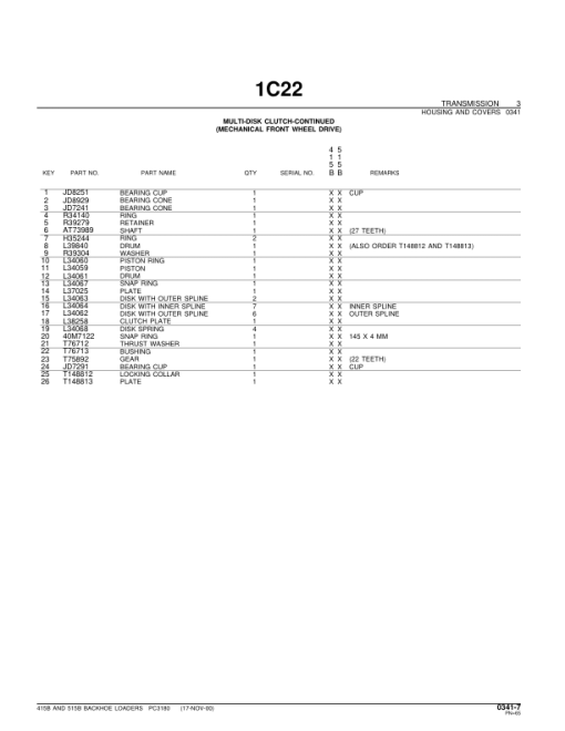 John Deere 415B, 515B Backhoes Parts Catalog Manual - PC3180 - Image 3