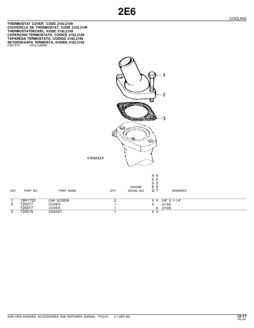 John Deere 4039 Engines (SN after 100000–) Parts Catalog Manual - PC3191 - Image 4