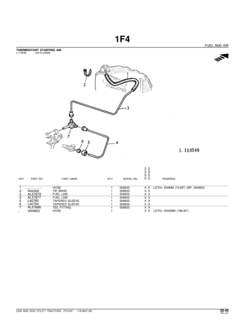 John Deere 2350, 2550 Tractors Parts Catalog Manual - PC4187 - Image 4