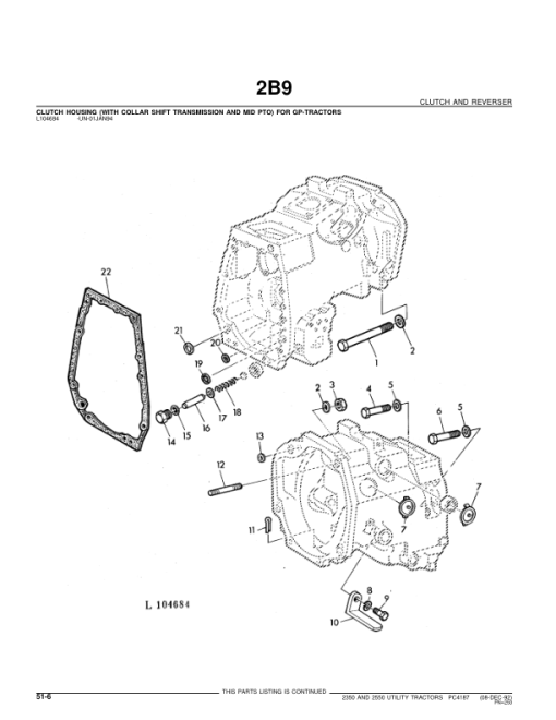 John Deere 2350, 2550 Tractors Parts Catalog Manual - PC4187 - Image 2