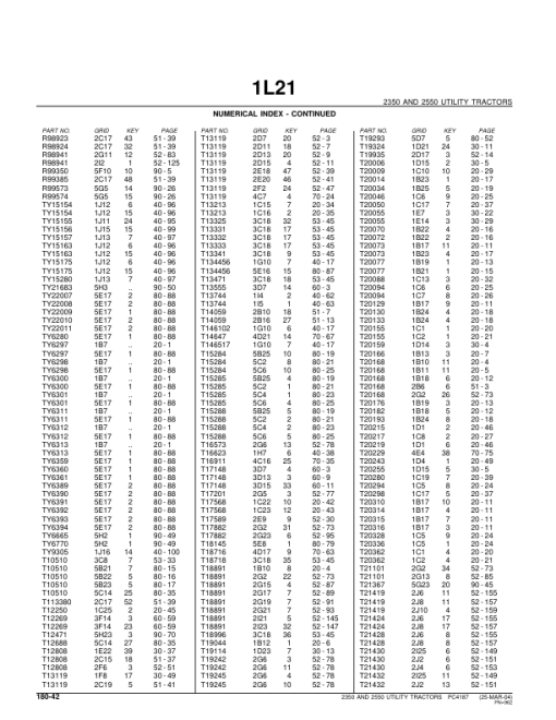 John Deere 2350, 2550 Tractors Parts Catalog Manual - PC4187 - Image 3