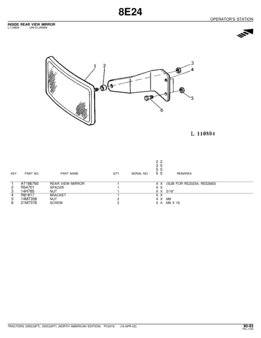 John Deere 2355, 2555 Tractors Parts Catalog Manual - PC4216 - Image 4