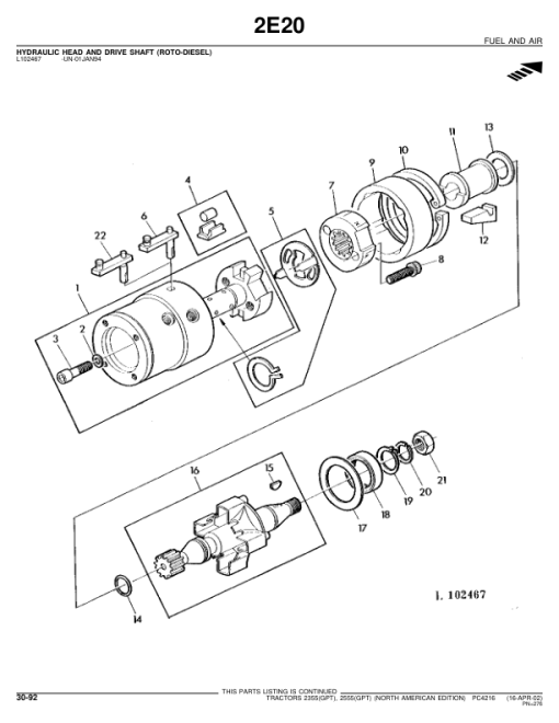 John Deere 2355, 2555 Tractors Parts Catalog Manual - PC4216 - Image 2