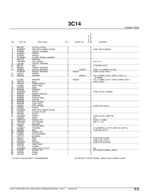 John Deere 2155, 2355N Tractors Parts Catalog Manual - PC4217 - Image 3