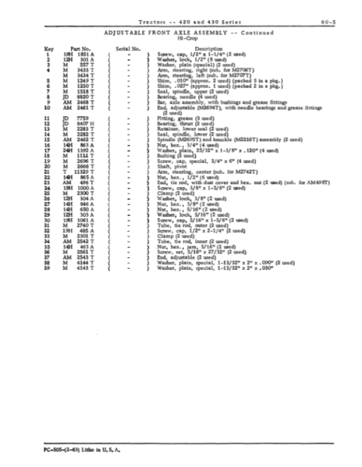 John Deere 420, 430 Tractors Parts Catalog Manual - PC505 - Image 4