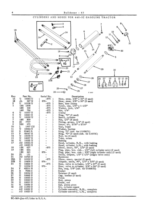 John Deere 63B Attachments (JD 63 Bulldozer and 440 Industrial Crawler Tractor) Parts Catalog Manual - PC569 - Image 4