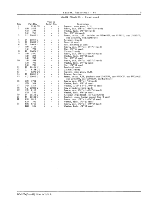 John Deere 91 Attachments (For John Deere 440) Parts Catalog Manual - PC577 - Image 3