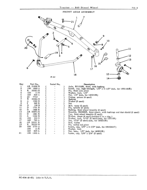 John Deere 840 Tractors Parts Catalog Manual - PC634 - Image 4