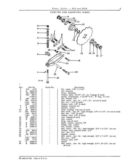 John Deere 230, 230A Attachments (See description) Parts Catalog Manual - PC644 - Image 2