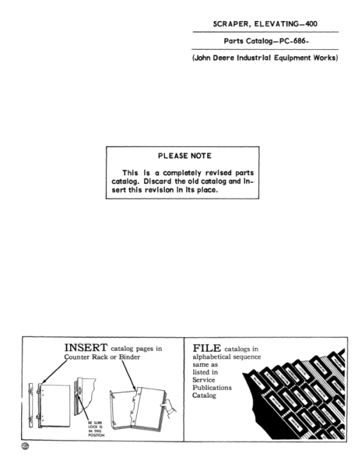 John Deere 400 Scrapers Parts Catalog Manual - PC686