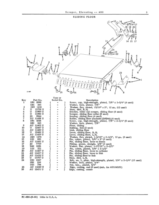 John Deere 400 Scrapers Parts Catalog Manual - PC686 - Image 3